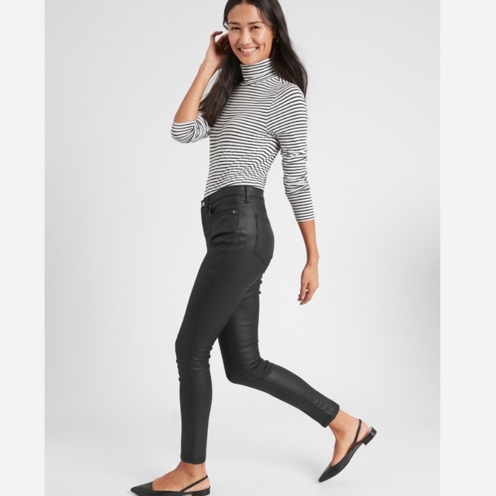 Banana Republic HR Skinny Coated Faux Leather Pants Black Women’s Size 31/12